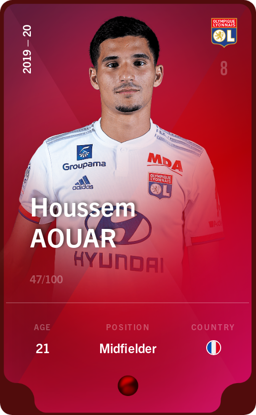 Sorare - Sorare Official - Houssem Aouar 2019-20 • Rare 47/100 - NFT # 7895031951080058955572723355470985303394815996456954547506388061412319584291