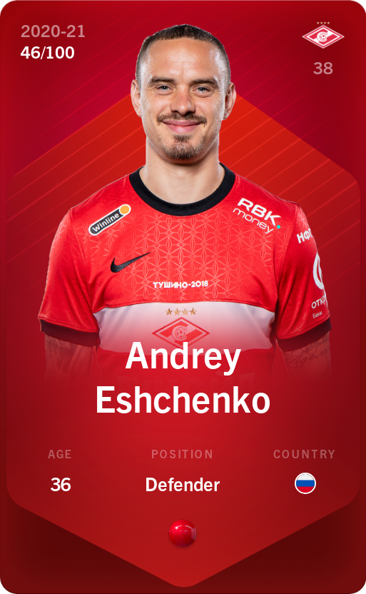 Sorare - Sorare Official - Andrey Eshchenko 2020-21 • Rare 46/100 - NFT # 95308756234851337944448980354024171464275279451543584311083479934896154070377