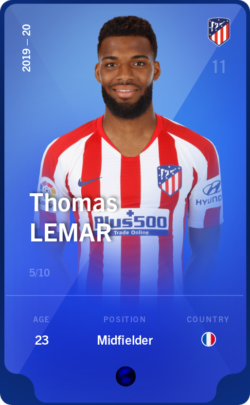 Sorare - Sorare Official - Thomas Lemar 2019-20 • Super Rare 5/10 - NFT # 33975416233436128515407244880498936019526134246558127673749820789828132754207