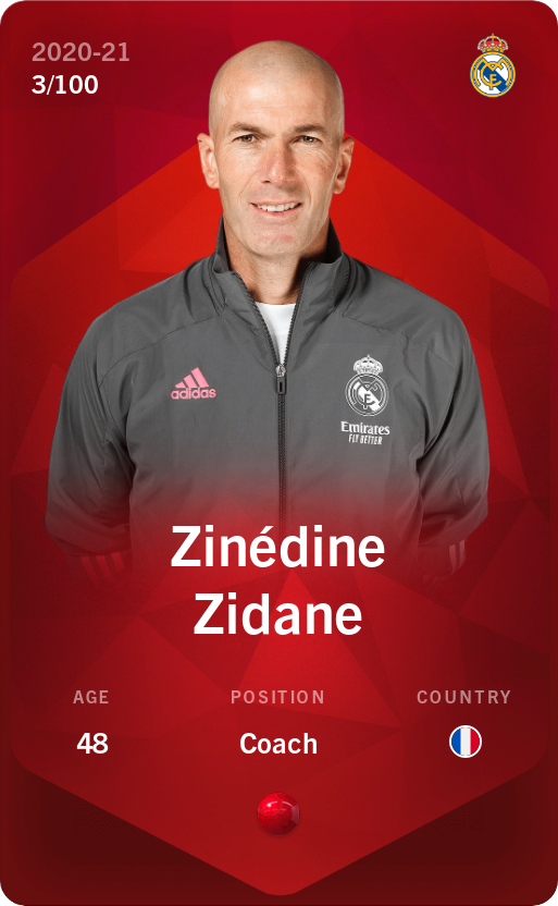 Sorare - Sorare Official - Zinédine Zidane 2020-21 • Rare 3/100 - NFT # 35860910740335016922839577095187018240603011670872031617763995202456942348261
