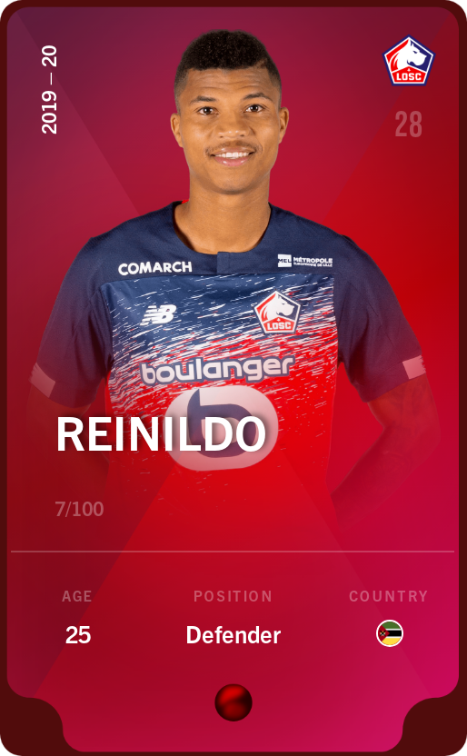 Sorare - Sorare Official - Reinildo 2019-20 • Rare 7/100 - NFT # 97310401114023131749424546597557098730234656460317965118145634640111694754744