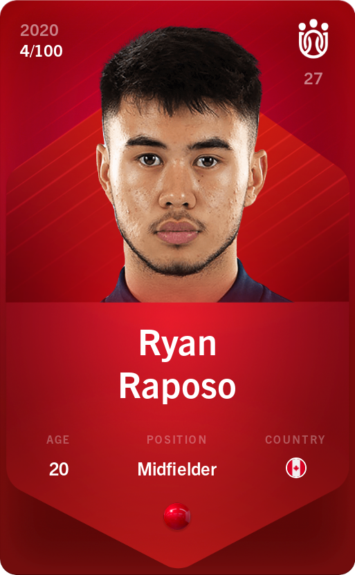 Sorare - Sorare Official - Ryan Raposo 2020-21 • Rare 4/100 - NFT # 114521598832882331885444174007705771796063071900323925807141196380659598878511