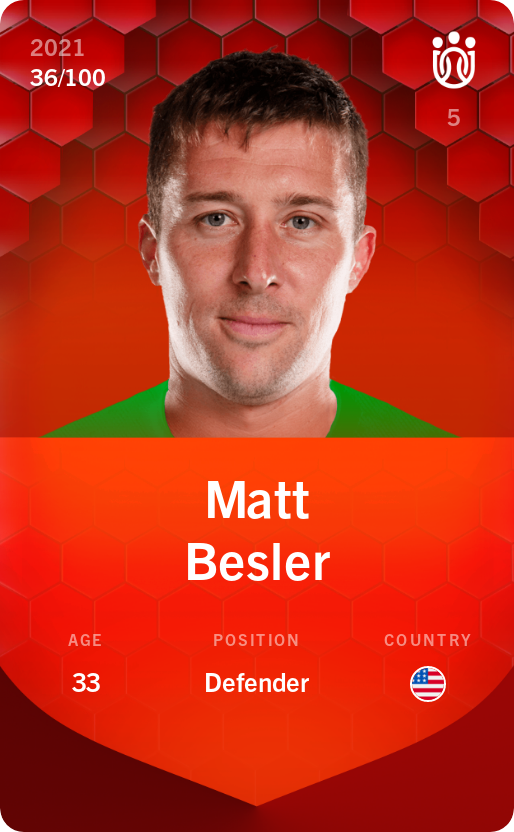Sorare - Sorare Official - Matt Besler 2021-22 • Rare 36/100 - NFT # 87110524418179806551349242975462205776213245862614776342905193909165795491960