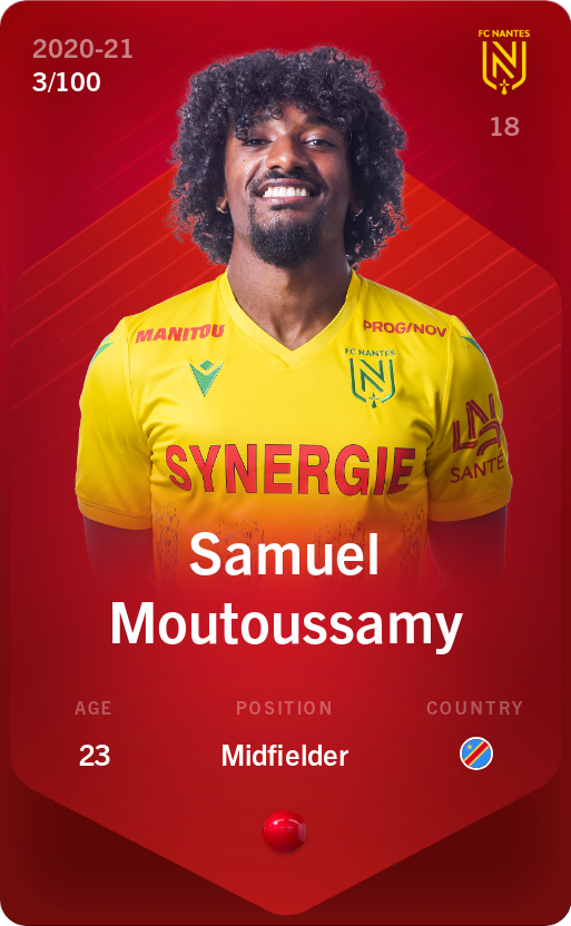 Sorare - Sorare Official - Samuel Moutoussamy 2020-21 • Rare 3/100 - NFT # 84113372716926850349304401018993236689623483786343164360756234500423991354924