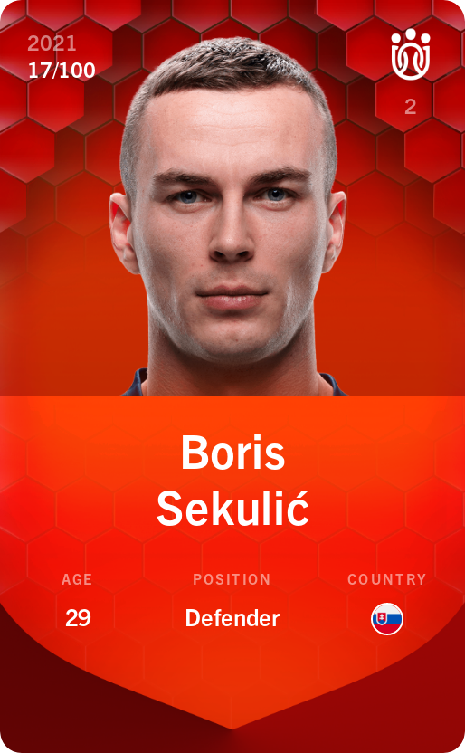 Sorare - Sorare Official - Boris Sekulić 2021-22 • Rare 17/100 - NFT # 96315216843386787573303741655711435713352735061233706200999952998217655007536