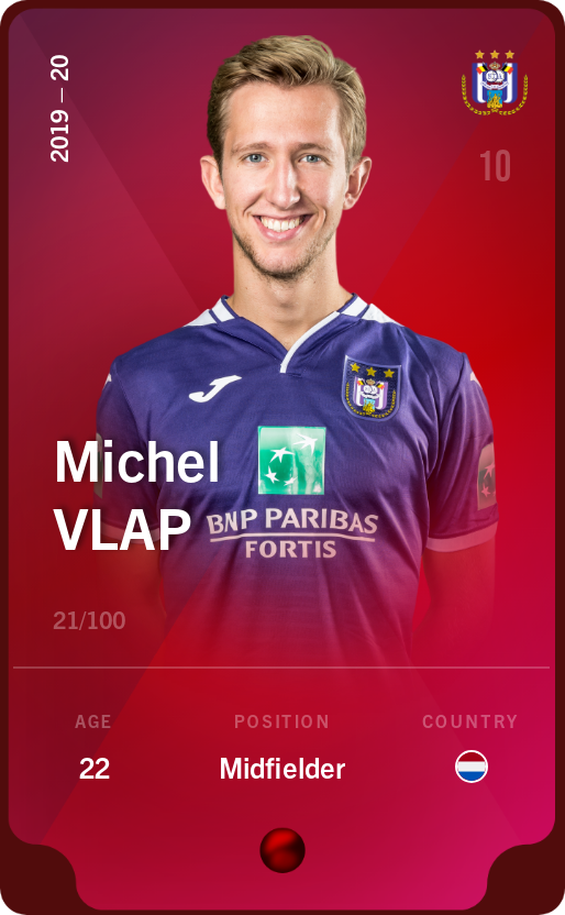 Sorare - Sorare Official - Michel Vlap 2019-20 • Rare 21/100 - NFT # 64393195921410650757643468668072446559763760356800527558582558245276036625177