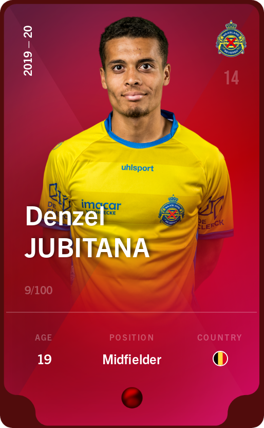 Sorare - Sorare Official - Denzel Jubitana 2019-20 • Rare 9/100 - NFT # 86030829702654715750901577537917274646217090662327810903580715535020810392662