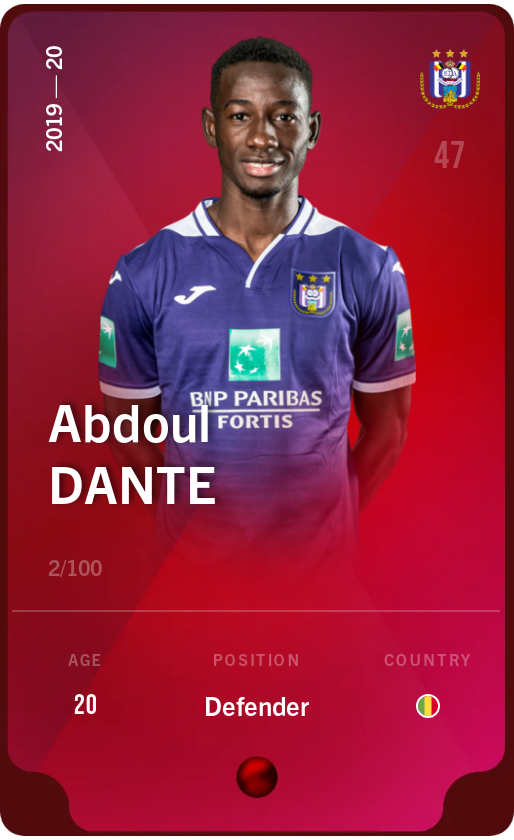 Sorare - Sorare Official - Abdoul Dante 2019-20 • Rare 2/100 - NFT # 60807242668725053094613063613123648871657198049734012596871693610841901973896