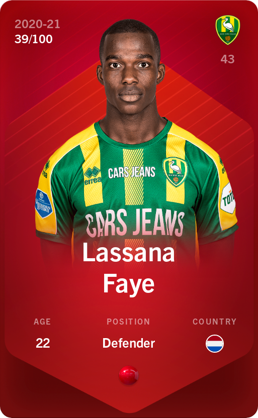 Sorare - Sorare Official - Lassana Faye 2020-21 • Rare 39/100 - NFT # 49536134275961616543735376220633593615305180961378487024032445315537421500045