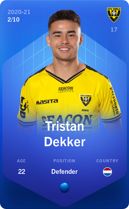 Sorare - Sorare Official - Tristan Dekker 2020-21 • Super Rare 2/10 - NFT # 55525707212677020941336960845213744439278226655924938351219179401160307718003