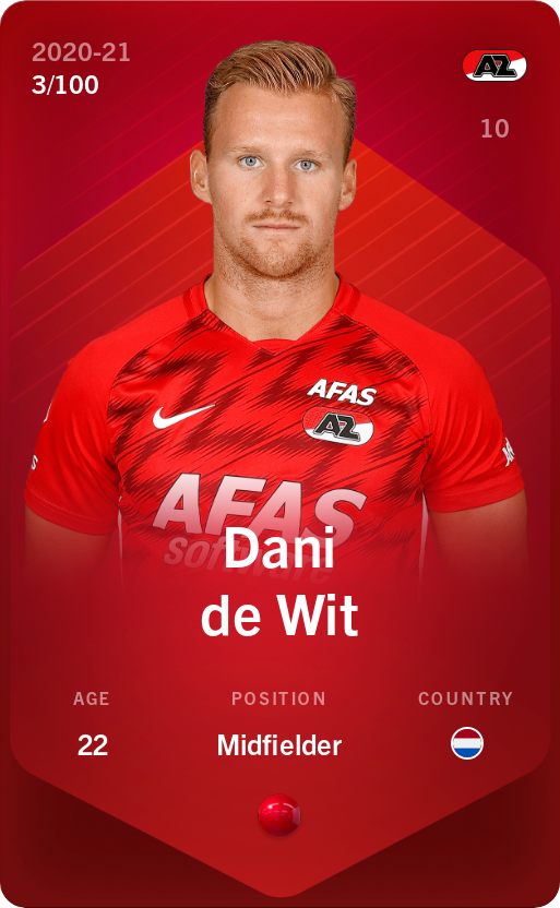 Sorare - Sorare Official - Dani de Wit 2020-21 • Rare 3/100 - NFT # 39775804683590379753562300683435487113546462821615994841340301440520369823542