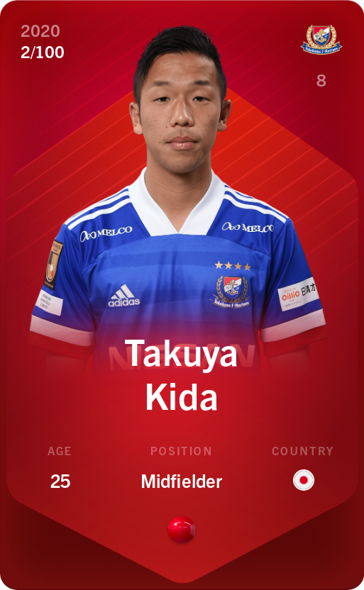 Sorare - Sorare Official - Takuya Kida 2020-21 • Rare 2/100 - NFT # 56363342919480446947010304242121539265884485091182140225447172269423353171608