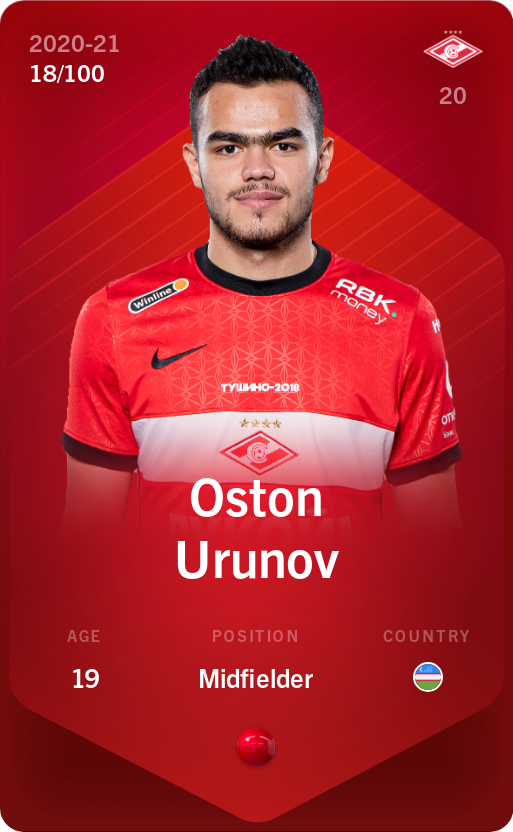 Sorare - Sorare Official - Oston Urunov 2020-21 • Rare 18/100 - NFT # 20865649599643490536647467031556488796889985670212475558358570996411925727969
