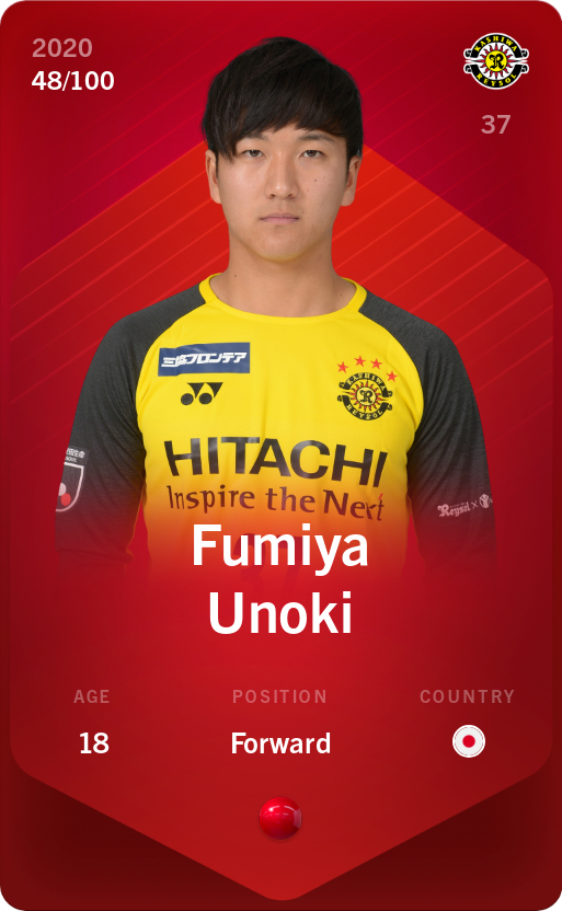 Sorare - Sorare Official - Fumiya Unoki 2020-21 • Rare 48/100 - NFT # 18983919951783784574666595001078645971131399784961357344035802466466170991560