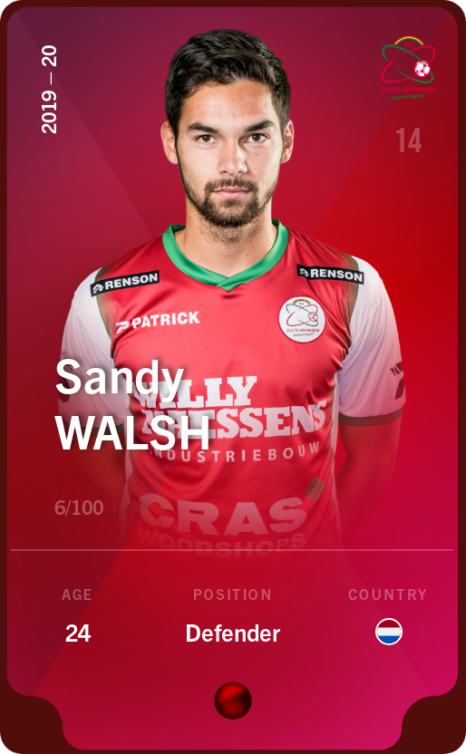 Sorare - Sorare Official - Sandy Walsh 2019-20 • Rare 6/100 - NFT # 83014865159308014379178228629329183768605221137817915050436820826352951273930