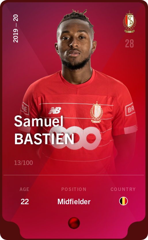 Sorare - Sorare Official - Samuel Bastien 2019-20 • Rare 13/100 - NFT # 43449909806839022108716917004624189890812399257852518181986069290247855332877