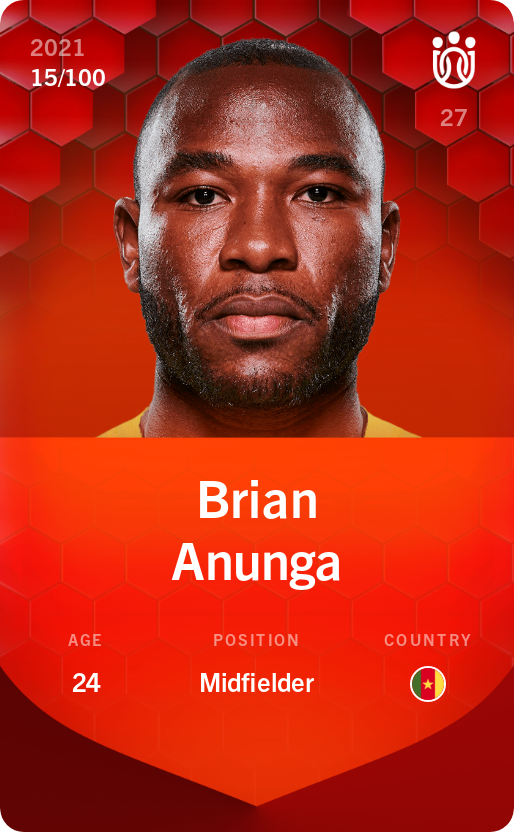 Sorare - Sorare Official - Brian Anunga 2021-22 • Rare 15/100 - NFT # 58023171146255055849651042981156051207789320315713318577465217359024042912221