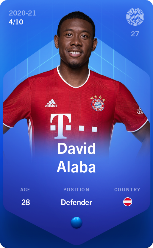 Sorare - Sorare Official - David Alaba 2020-21 • Super Rare 4/10 - NFT # 51467357102419154939622962783671769878866398571708629181640694292103304490769