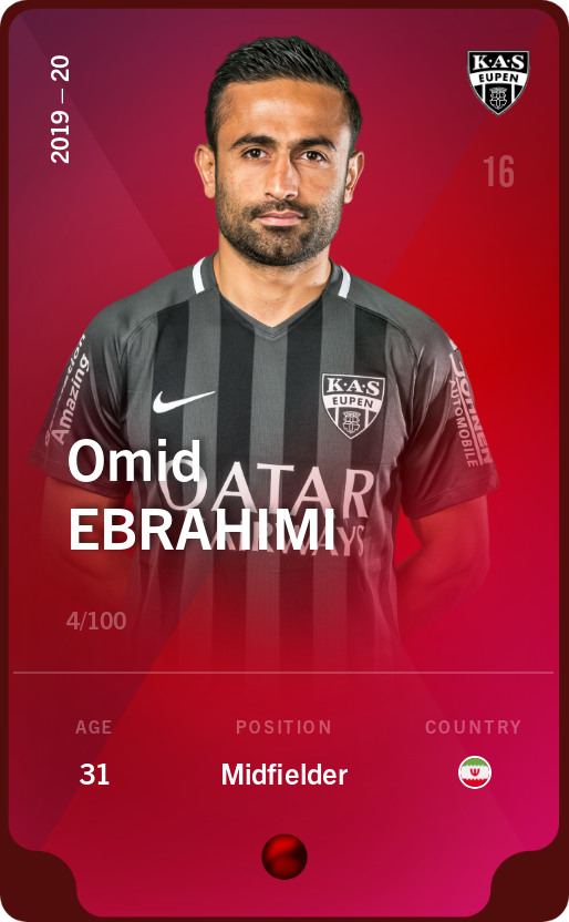Sorare - Sorare Official - Omid Ebrahimi 2019-20 • Rare 4/100 - NFT # 34755645571580842350325628339823586489915824983892787544244430188967102280216