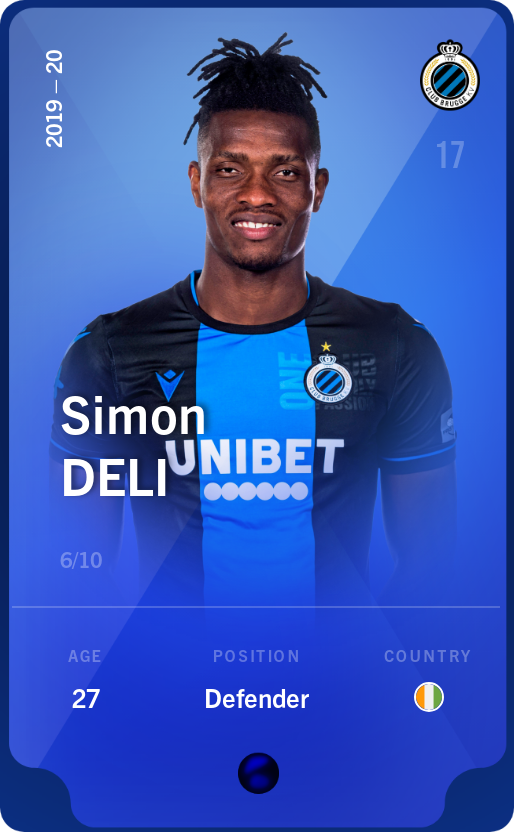 Sorare - Sorare Official - Simon Deli 2019-20 • Super Rare 6/10 - NFT # 28811057191903846687388991733113033012944784285454240281169864884680100496662