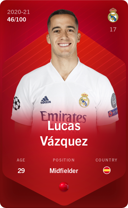 Sorare - Sorare Official - Lucas Vázquez 2020-21 • Rare 46/100 - NFT # 74652027464033492924983200705572667283741989030447810412531742862910320176659