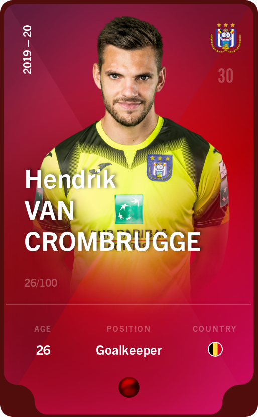 Sorare - Sorare Official - Hendrik Van Crombrugge 2019-20 • Rare 26/100 - NFT # 56968013063973139872555412137094631928196969472037116441333813117940786013154