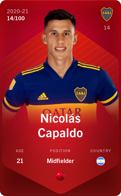 Sorare - Sorare Official - Nicolás Capaldo 2020-21 • Rare 14/100 - NFT # 102378823363567670739038040975250428624274470105382034954191100747806058357529