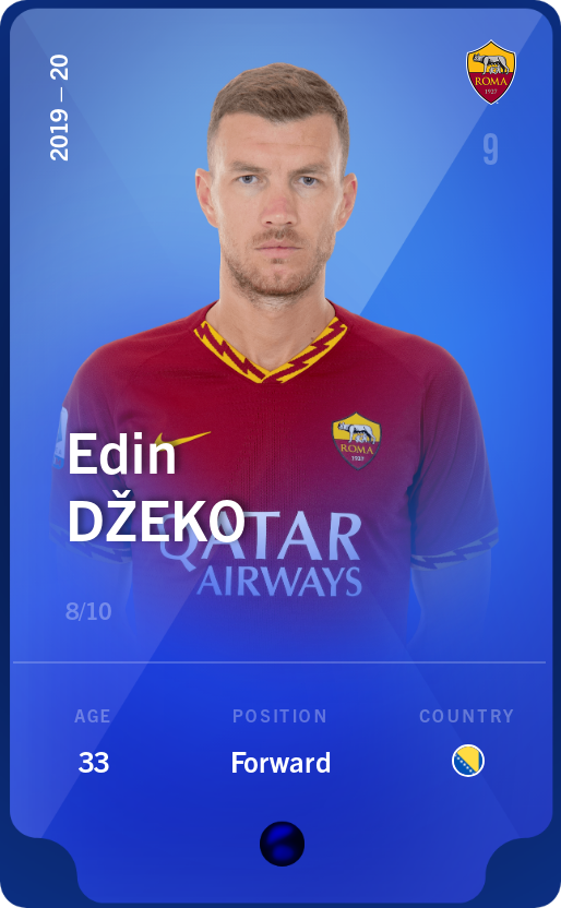 Sorare - Sorare Official - Edin Džeko 2019-20 • Super Rare 8/10 - NFT # 95005431895041347191064760752829422114281769457142740911427456834104263375384
