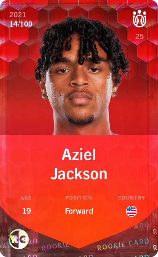 Sorare - Sorare Official - Aziel Jackson 2021-22 • Rare 14/100 - NFT # 37599887886773934156220715450363097110928293601659565737060851747581418790769