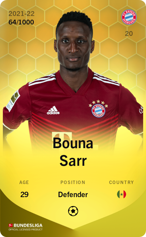Sorare - Sorare Official - Bouna Sarr 2021-22 • Limited 64/1000 - NFT # 76011490686138463691470639460498508468144031706391689670663601069456227935159