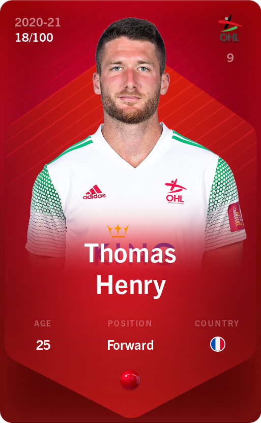 Sorare - Sorare Official - Thomas Henry 2020-21 • Rare 18/100 - NFT # 62413138420425073270889374386402283158582428657095538525450519531324298507451