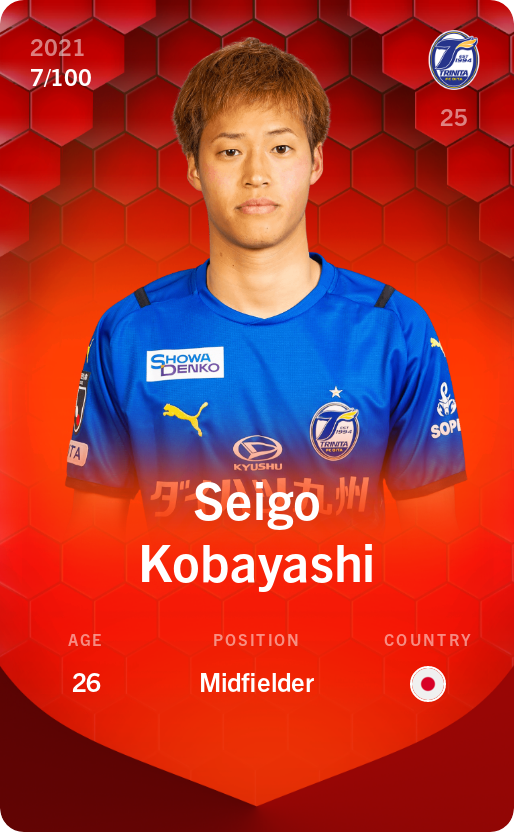 Sorare - Sorare Official - Seigo Kobayashi 2021-22 • Rare 7/100 - NFT # 89219288529542582423750229276011975686647139714957478957266920996058577642790