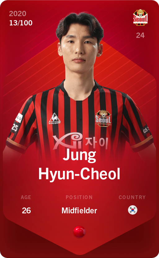 Sorare - Sorare Official - Jung Hyun-Cheol 2020-21 • Rare 13/100 - NFT # 20665345424901774413707972647535652957392592372771748596311996952798925484247