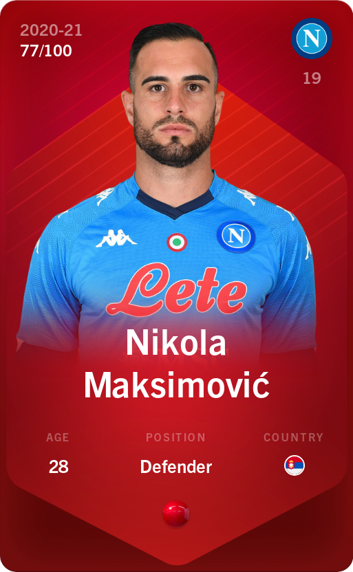 Sorare - Sorare Official - Nikola Maksimović 2020-21 • Rare 77/100 - NFT # 112124818620663352013415999584342606391400349350714316219061500609534588375447