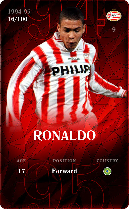 Sorare - Sorare Official - Ronaldo 1994-95 • Rare 16/100 - NFT # 82680782108943089578378437668239715732384962139810379144781532360543575703262