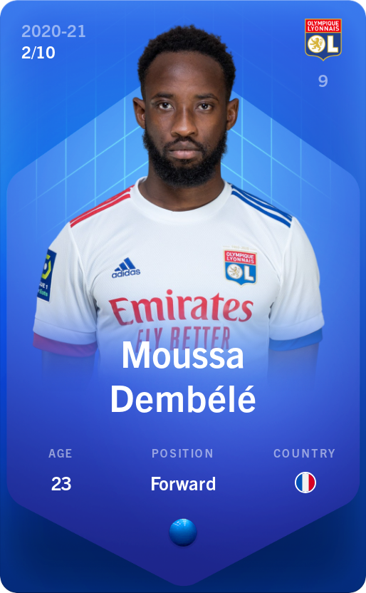Sorare - Sorare Official - Moussa Dembélé 2020-21 • Super Rare 2/10 - NFT # 100894222826883191480665095844928192869430752600214678265219262560586596084402