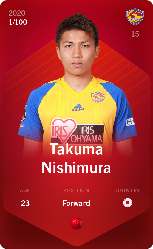 Sorare - Sorare Official - Takuma Nishimura 2020-21 • Rare 1/100 - NFT # 2891647083592598892533949721080264982281428621255333399369908058988758801958