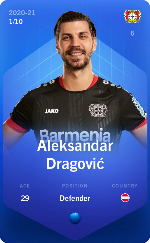 Sorare - Sorare Official - Aleksandar Dragović 2020-21 • Super Rare 1/10 - NFT # 77778046783518362059004225656828213002255636248113814391641888860737920875806