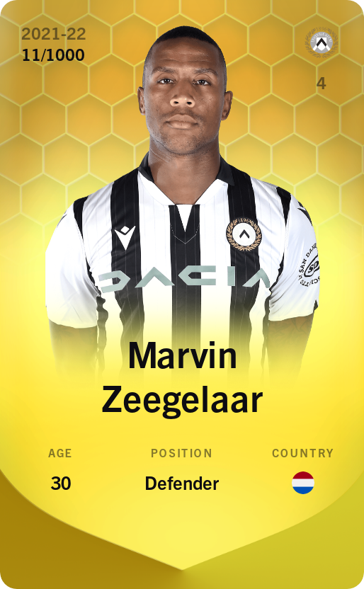 Sorare - Sorare Official - Marvin Zeegelaar 2021-22 • Limited 11/1000 - NFT # 80731271433343768739523165490355977753537918041657394011863273460157901624112