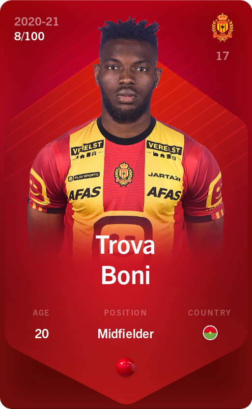 Sorare - Sorare Official - Trova Boni 2020-21 • Rare 8/100 - NFT # 42620809832963028911665448404502223558930488693118993024013723957413963083123