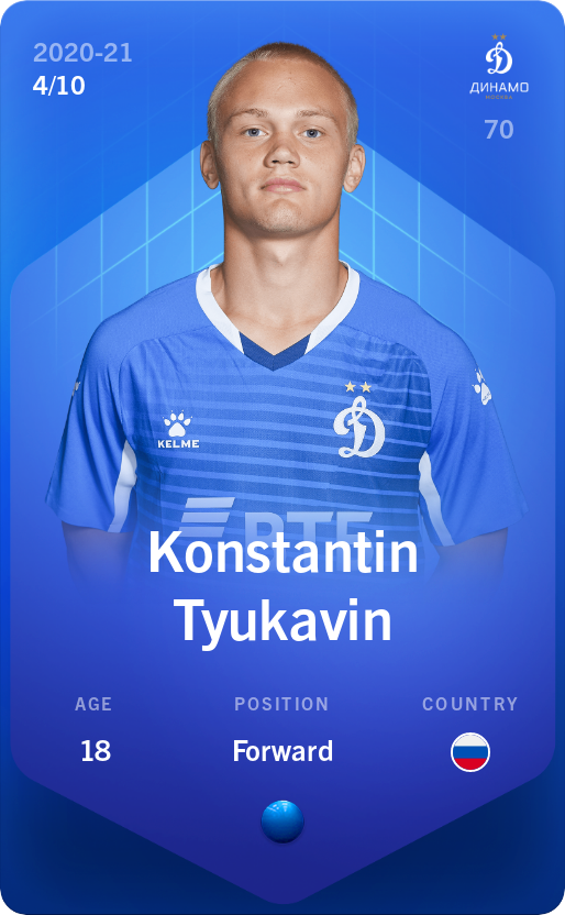 Sorare - Sorare Official - Konstantin Tyukavin 2020-21 • Super Rare 4/10 - NFT # 17565884208820288312031855466866945473788621504732962084737778165745456938301