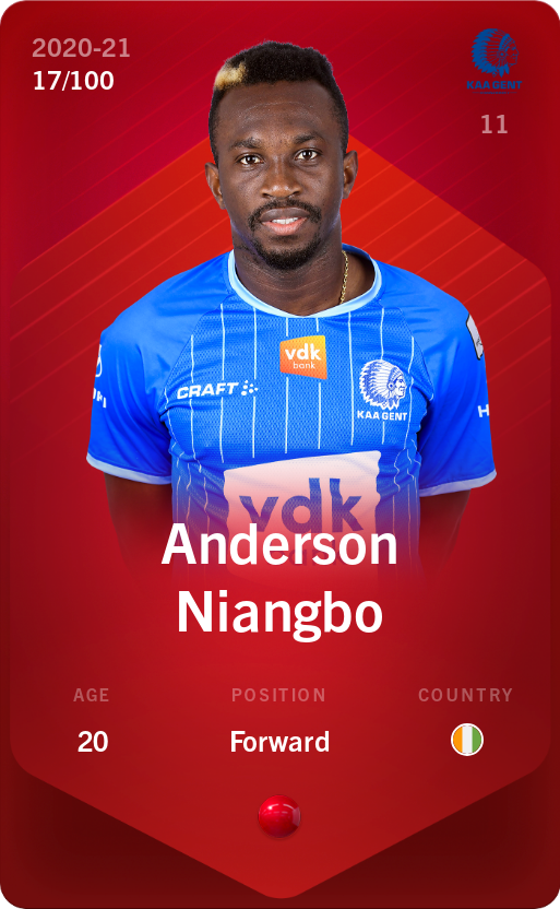 Sorare - Sorare Official - Anderson Niangbo 2020-21 • Rare 17/100 - NFT # 48517228752376502230296123477809105296838517661498273245636785483531788982866