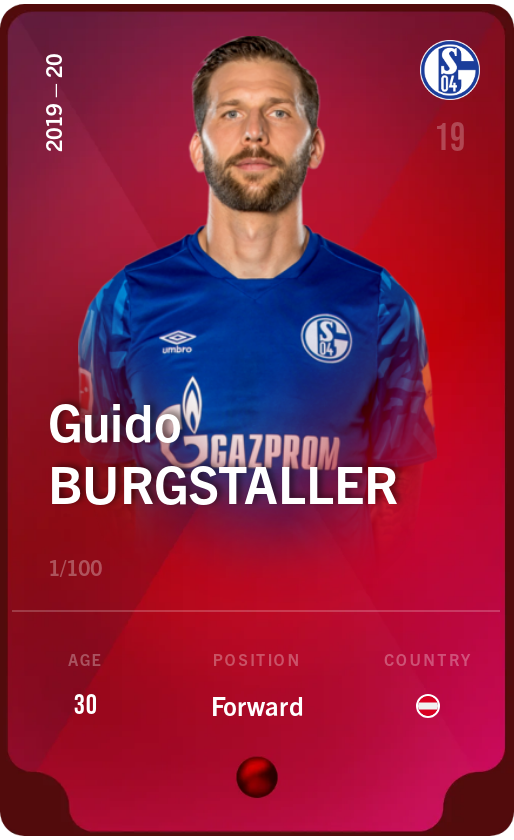 Sorare - Sorare Official - Guido Burgstaller 2019-20 • Rare 1/100 - NFT # 85743131983460764031718701442833154517330015128096852736933881408953948771164