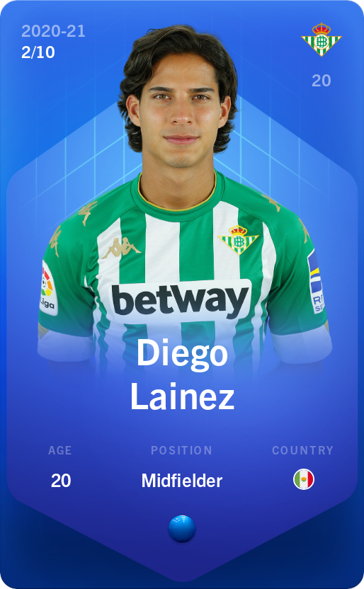 Sorare - Sorare Official - Diego Lainez 2020-21 • Super Rare 2/10 - NFT # 22812600231848877291665036106666731411704588762334272579945063351121583768146