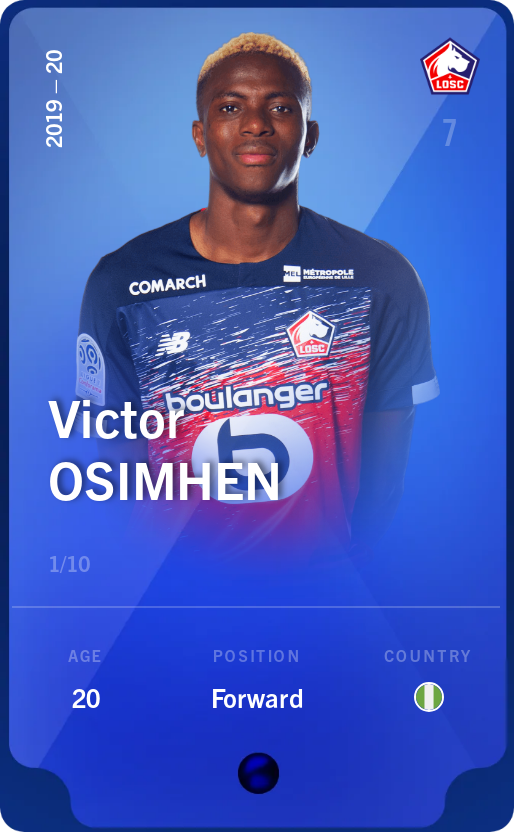 Sorare - Sorare Official - Victor Osimhen 2019-20 • Super Rare 1/10 - NFT # 3206866980112218460949838476358865149088754706343193716842713411036955916669