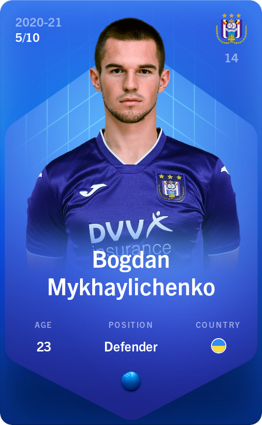 Sorare - Sorare Official - Bogdan Mykhaylichenko 2020-21 • Super Rare 5/10 - NFT # 86948885086793084174623044325325609255371968065618072543414301253372179286887