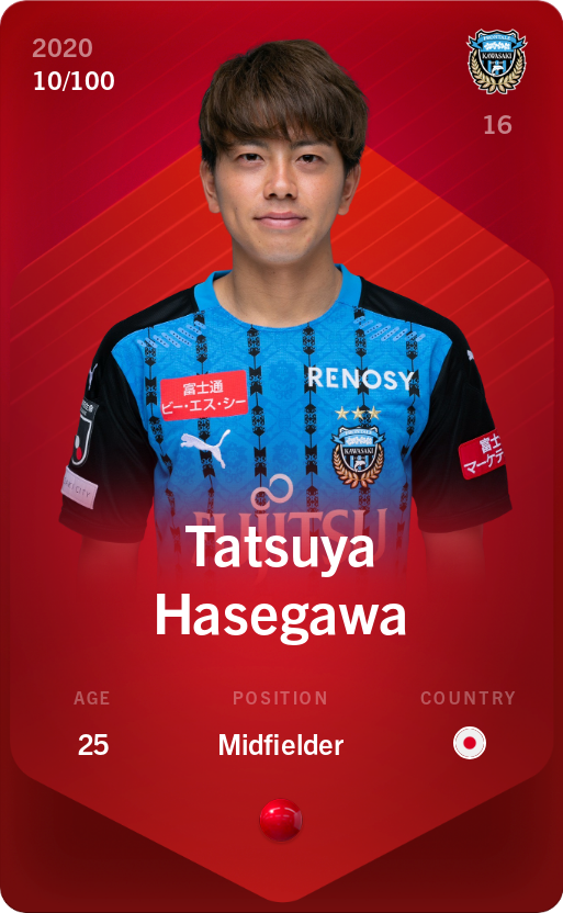Sorare - Sorare Official - Tatsuya Hasegawa 2020-21 • Rare 10/100 - NFT # 32363180089084491255265100541205840929676856785559421589743654402553998124539