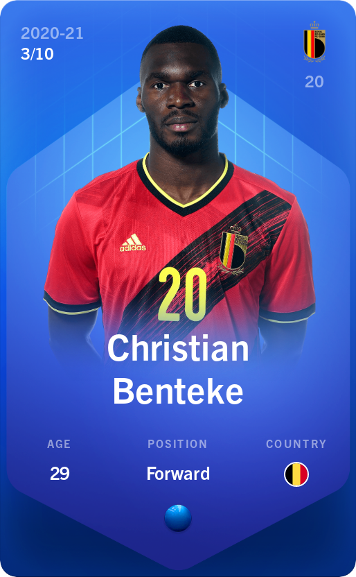 Sorare - Sorare Official - Christian Benteke 2020-21 • Super Rare 3/10 - NFT # 51749142431184612421873462340275188993707705046636470612302416553686845378646