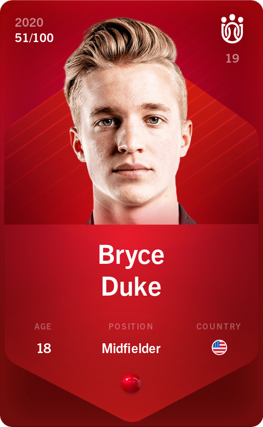 Sorare - Sorare Official - Bryce Duke 2020-21 • Rare 51/100 - NFT # 96427737849031639178938703033048469109174093205755324647947974377739251937518