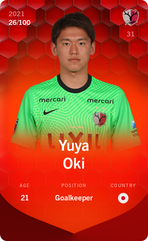 Sorare - Sorare Official - Yuya Oki 2021-22 • Rare 26/100 - NFT # 80298507490222142777235670383148238891874976348801944919605734146370958147197